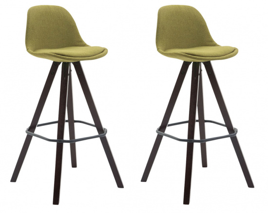 2 ks / set barová židle Franklin látkový potah, podnož hranatá cappuccino (buk), zelená