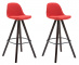 2 ks / set barová židle Franklin látkový potah, podnož hranatá cappuccino (buk), červená