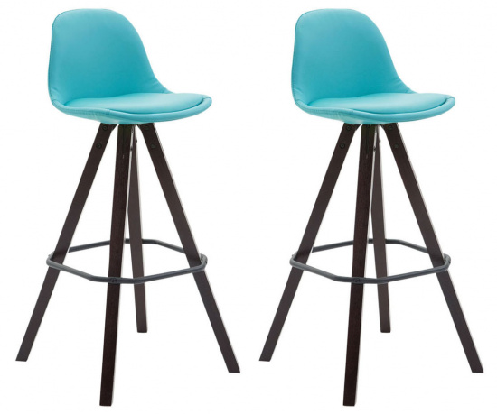 2 ks / set barová židle Franklin syntetická kůže, podnož hranatá cappuccino, modrá