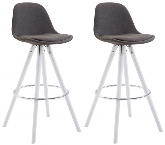 2 ks / set barová židle Franklin látkový potah, podnož kulatá bílá (buk), tmavě šedá