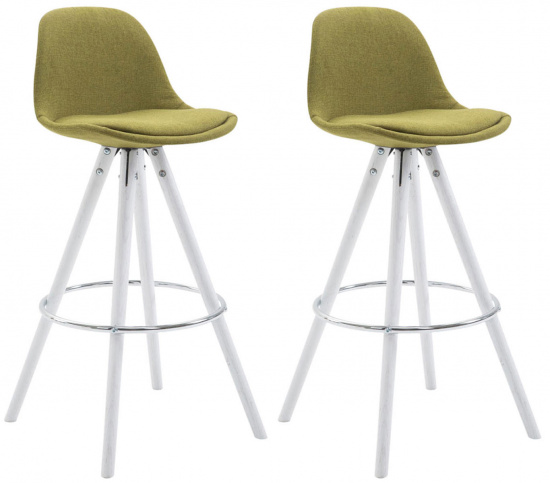 2 ks / set barová židle Franklin látkový potah, podnož kulatá bílá (buk), zelená