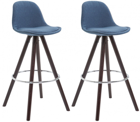 2 ks / set barová židle Franklin látkový potah, podnož kulatá cappuccino (buk), modrá