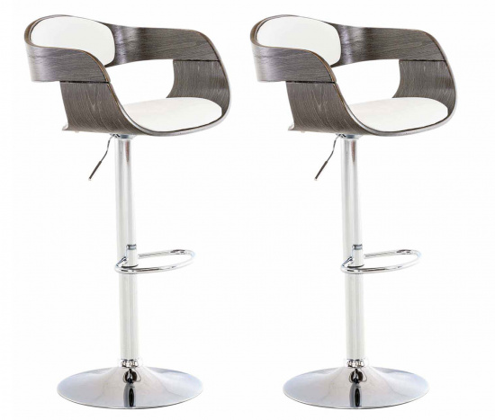 2 ks / set barová židle Kingston syntetická kůže, bílá/šedá