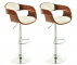 2 ks / set barová židle Kingston syntetická kůže, ořech/bílá
