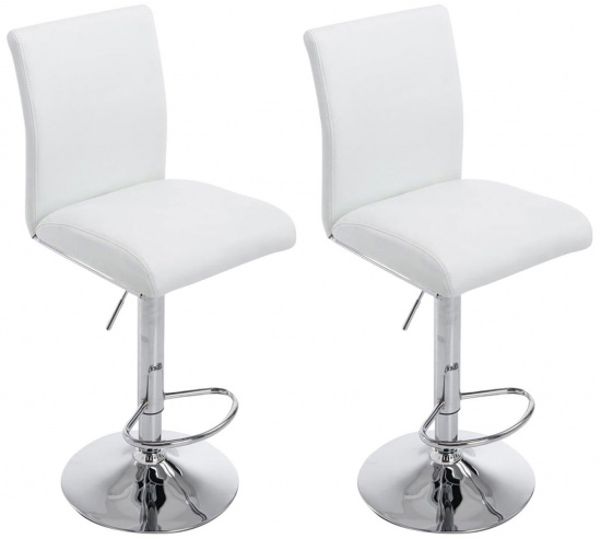 2 ks / set barová židle Köln syntetická kůže, chrom, bílá