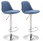2 ks / set barová židle Kiel látkový potah, modrá