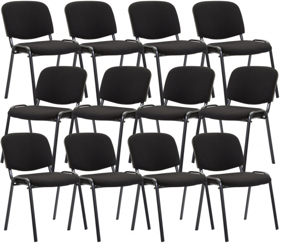 12 ks / set jídelní / konferenční židle Kenna látkový potah, černá