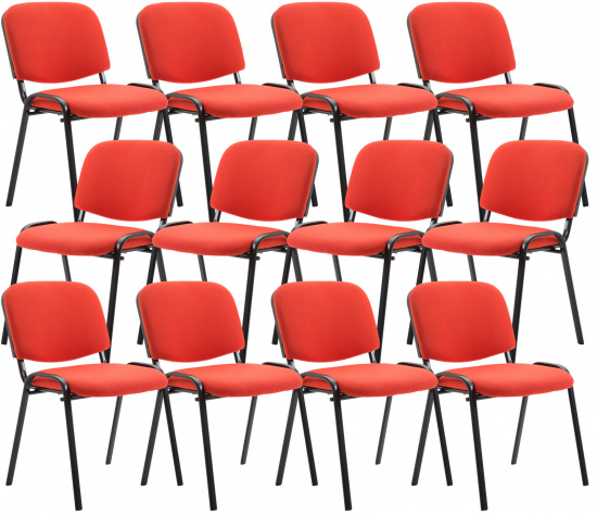 12 ks / set jídelní / konferenční židle Kenna látkový potah, červená