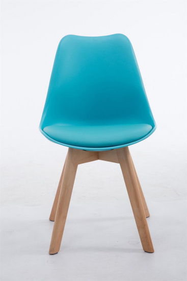 Jídelní / konferenční židle Borna V2 syntetická kůže, přírodní podnož, modrá