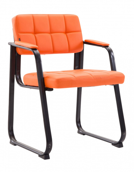 Jídelní / konferenční židle Kalibra podnož černá / syntetická kůže, oranžová