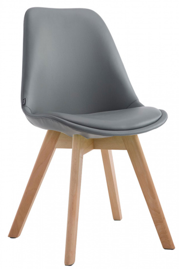 Jídelní / konferenční židle Borna syntetická kůže, přírodní podnož, šedá