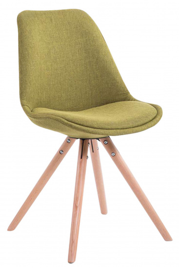 Jídelní / konferenční židle Tomse látkový potah, podnož kulatá přírodní podnož (dub), zelená