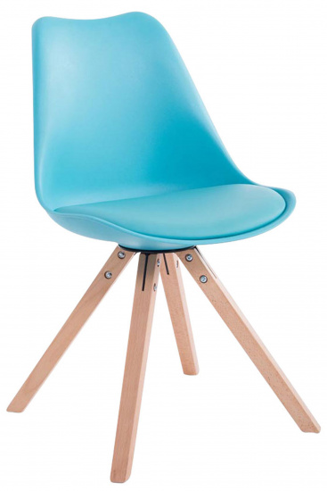 Jídelní / konferenční židle Tomse syntetická kůže, podnož hranatá přírodní podnož (dub), modrá