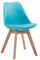 Jídelní / konferenční židle Borna V2 syntetická kůže, přírodní podnož (dub), modrá