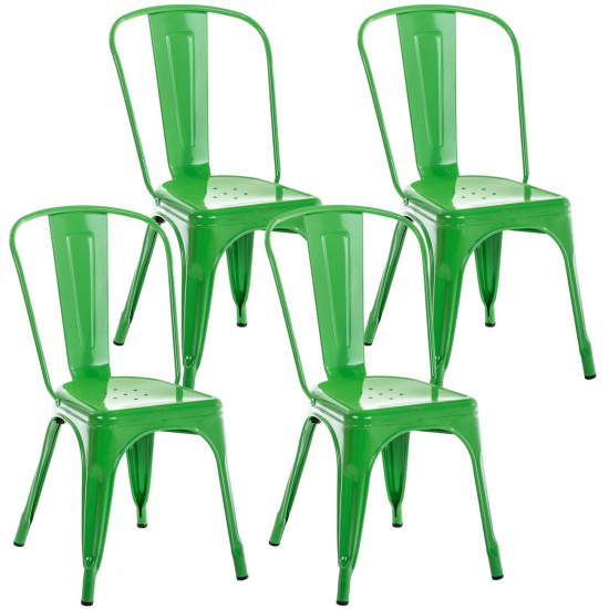 4 ks / set Židle Factory, zelená