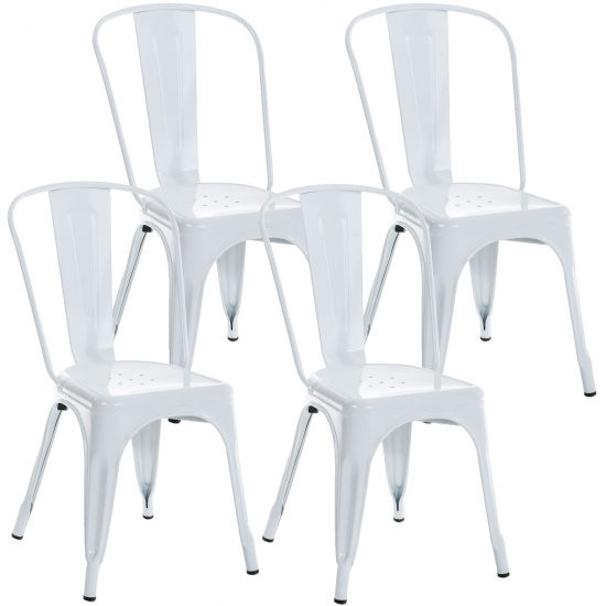 4 ks / set Židle Factory, bílá