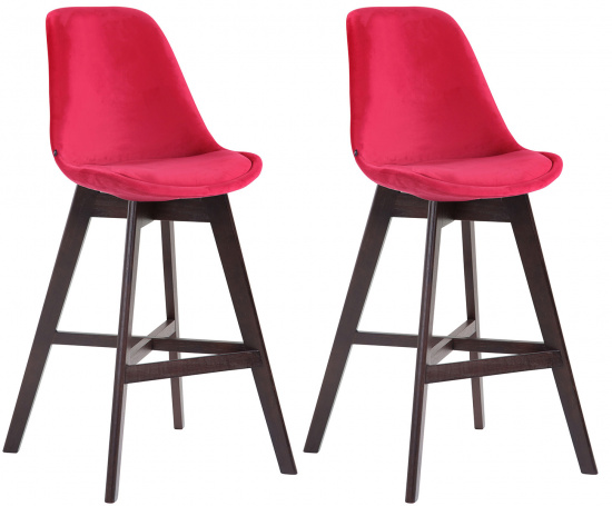 2 ks / set barová židle Cannes samet cappuccino, červená