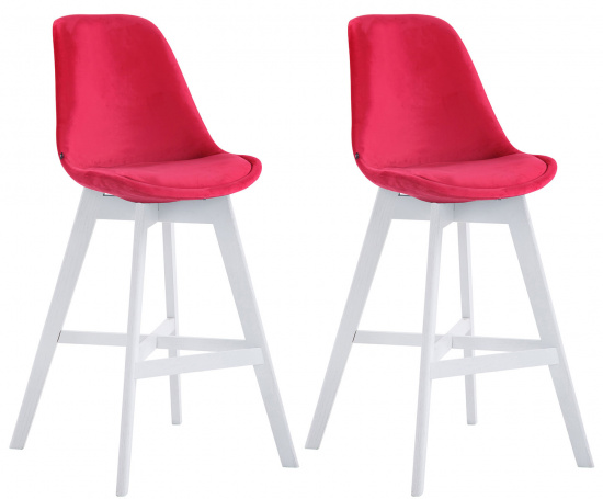 2 ks / set barová židle Cannes samet bílá, červená
