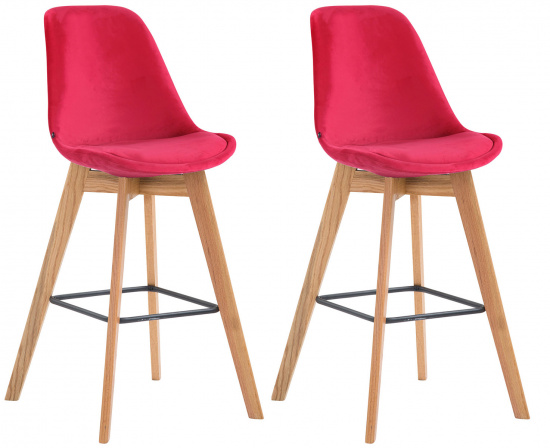 2 ks / set barová židle Metz samet přírodní, červená