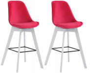 2 ks / set barová židle Metz samet bílá, červená