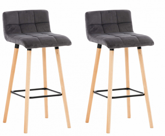 2 ks / set barová židle Lincoln samet, šedá