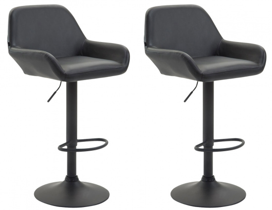 2 ks / set barová židle Braga syntetická kůže, černá