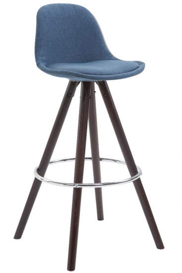 Barová židle Franklin látkový potah, podnož kulatá cappuccino, modrá