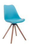Jídelní / konferenční židle Lona syntetická kůže, podnož kulatá přírodní podnož (dub), modrá
