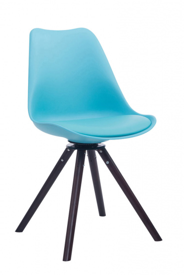 Jídelní / konferenční židle Lona syntetická kůže, podnož kulatá ořech (dub), modrá