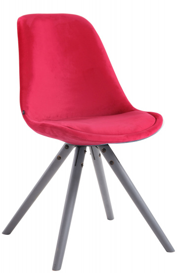 Jídelní / konferenční židle Tomse samet podnož kulatá šedá, červená