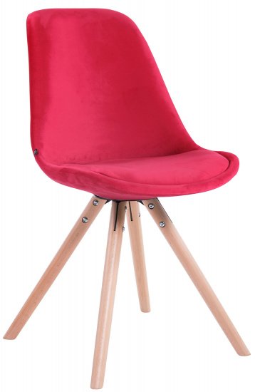 Jídelní / konferenční židle Tomse samet podnož kulatá přírodní podnož (dub), červená