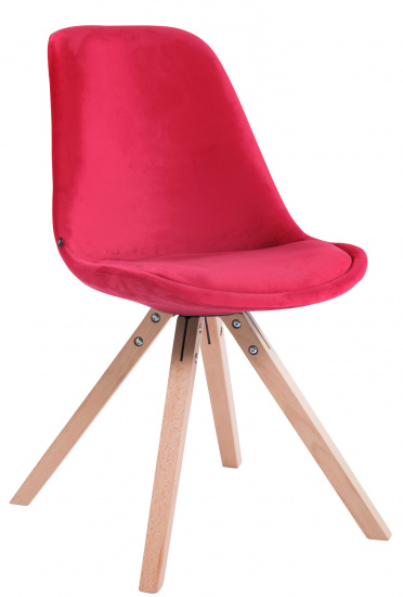 Jídelní / konferenční židle Tomse samet podnož hranatá přírodní podnož (dub), červená