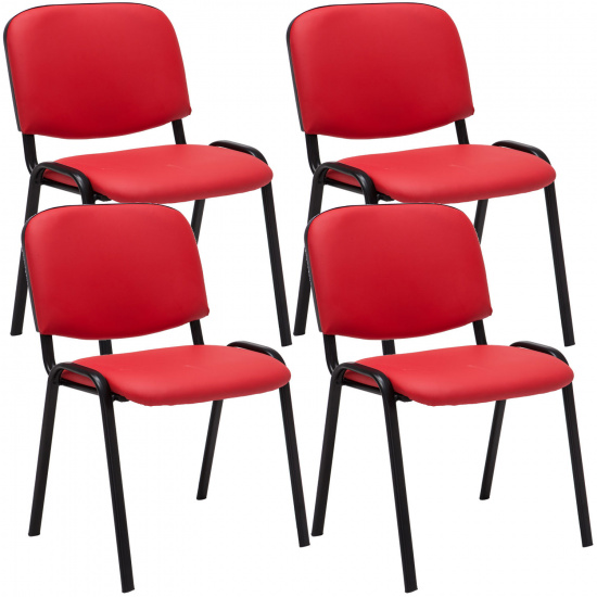 4 ks / set jídelní / konferenční židle Kenna syntetická kůže, červená