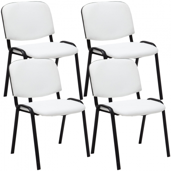 4 ks / set jídelní / konferenční židle Kenna syntetická kůže, bílá