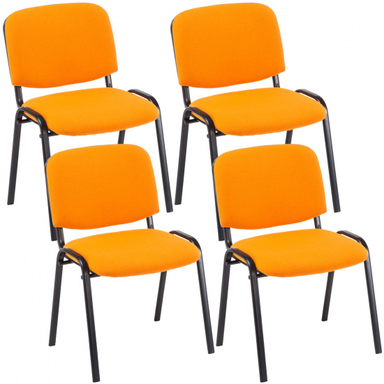 4 ks / set jídelní / konferenční židle Kenna látkový potah, oranžová
