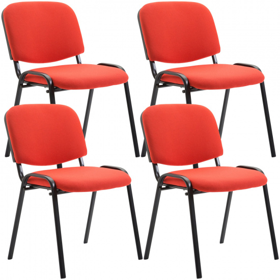 4 ks / set jídelní / konferenční židle Kenna látkový potah, červená