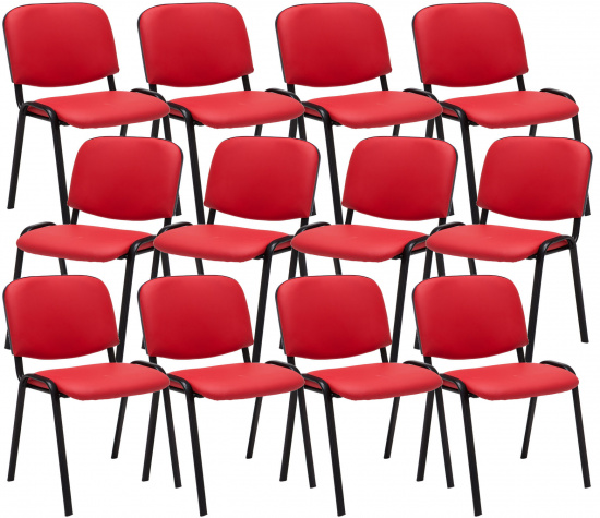 12 ks / set jídelní / konferenční židle Kenna syntetická kůže, červená