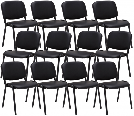 12 ks / set jídelní / konferenční židle Kenna syntetická kůže, černá