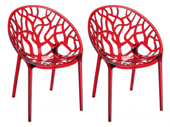 2 ks set židle stohovatelná CRYSTAL, červená