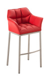 Barová židle Damaso podnož nerez / červená