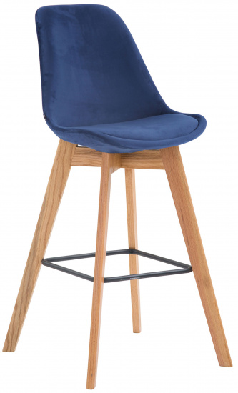 Barová židle Metz samet přírodní podnož / modrá