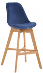 Barová židle Camile samet přírodní podnož / modrá