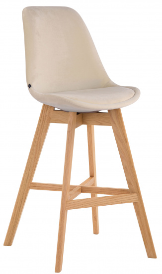 Barová židle Camile samet přírodní podnož / krémová
