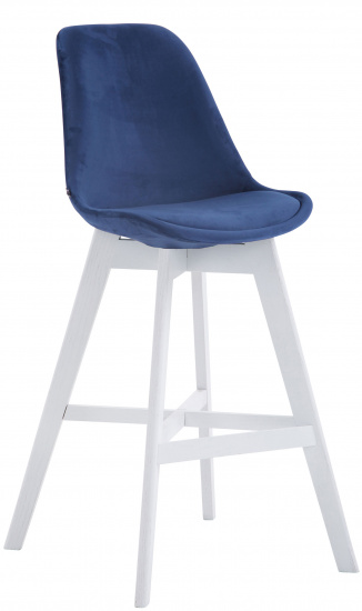Barová židle Camile samet bílá, modrá