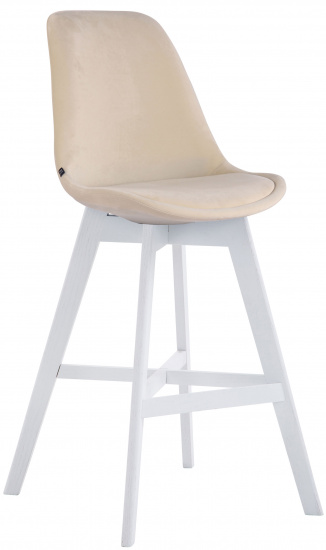 Barová židle Camile samet bílá, krémová