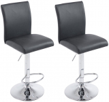 2 ks / set barová židle Köln syntetická kůže, chrom, černá