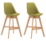 2 ks / set barová židle Camile látkový potah, přírodní podnož / zelená