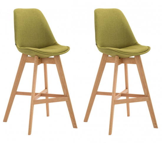 2 ks / set barová židle Camile látkový potah, přírodní podnož / zelená