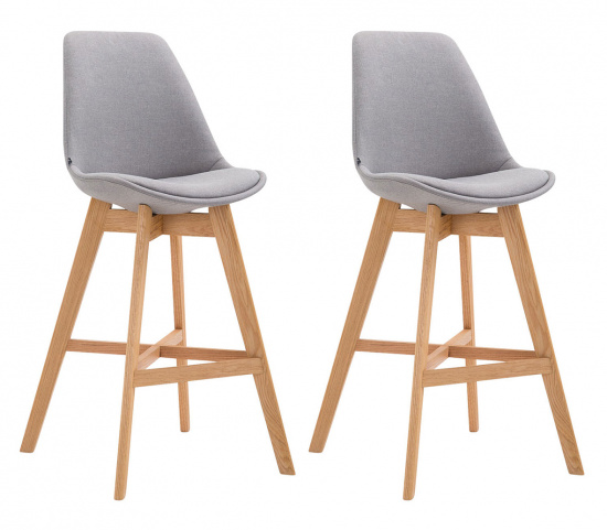 2 ks / set barová židle Camile látkový potah, přírodní podnož / šedá