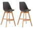 2 ks / set barová židle Camile látkový potah, přírodní podnož / tmavě šedá